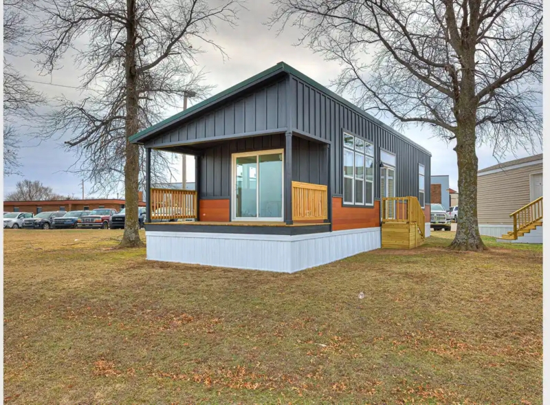 Modern Single Wide Exterior Design with Shed Roofline