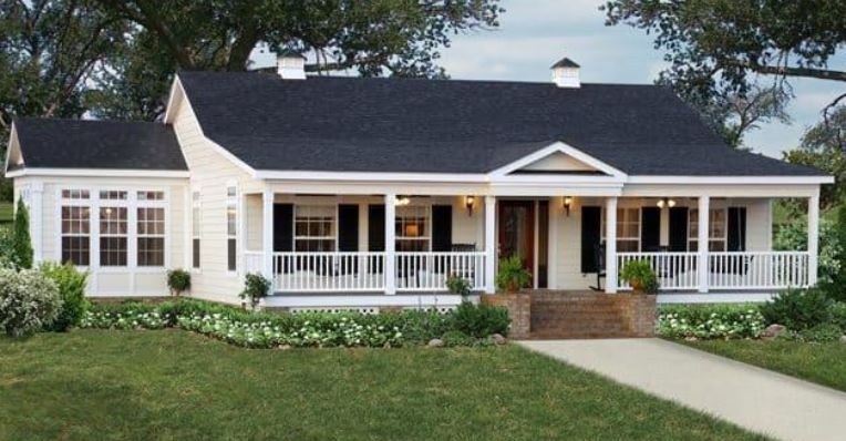 Modular Home Classic Black and White Farmhouse with Roof Cupolas