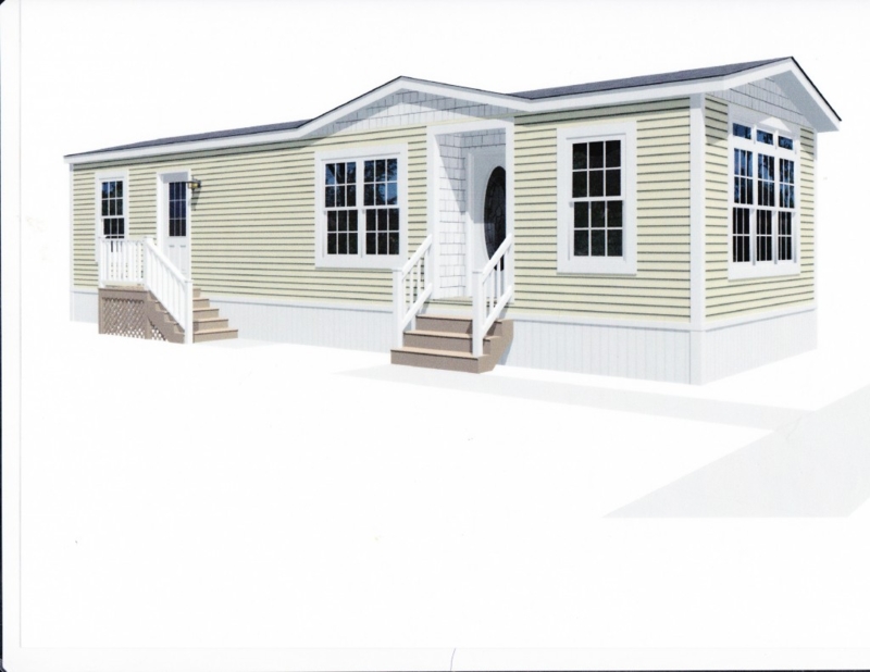 Modular Home Traditional Pale Yellow Siding with Gabled Entry Design