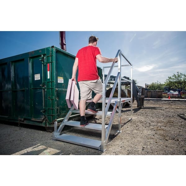 Modular Stairs Integrated Platform Aluminum Construction Silver