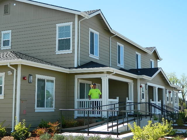 Multi Family Modular Exterior Accessible Ramp and Recessed Porch Design