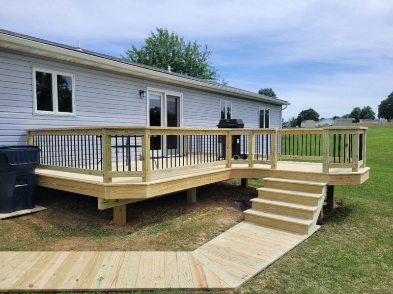 Multi-Level Deck with Integrated Ground-Level Walkway