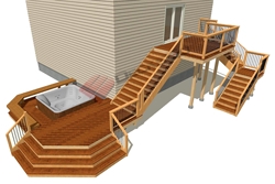 Multi-Level Deck with Integrated Hot Tub and Stairs
