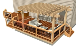Multi-Level Deck with Pergola and Black Balusters