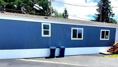 Navy Blue Siding: Mobile Home Vertical Board and Batten Exterior