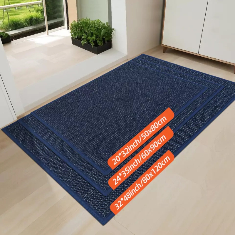 Navy Blue Woven Doormat Multiple Sizes Dirt Trapper Design Minimalist