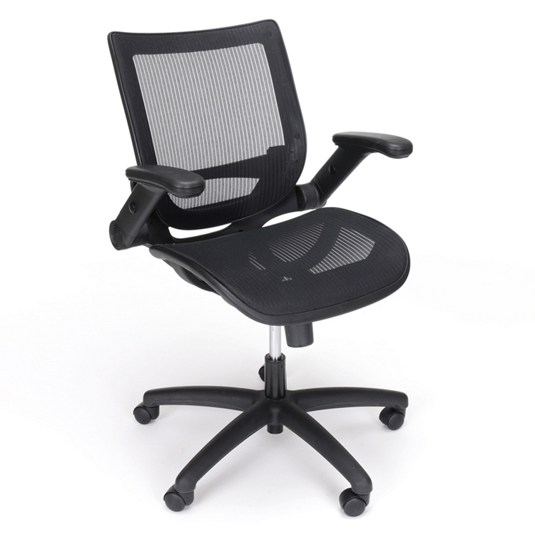 Office Chair All-Mesh Flip-Up Arms Modern Black