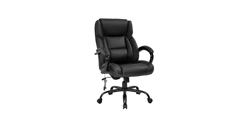 Office Chair Black Leather-Like Massage Function