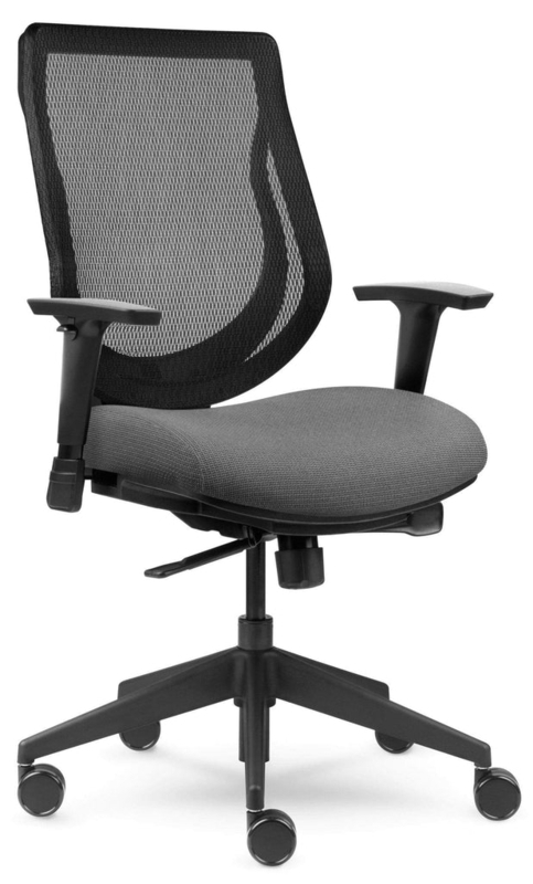 Office Chair Breathable Mesh Back Contoured Grey Seat