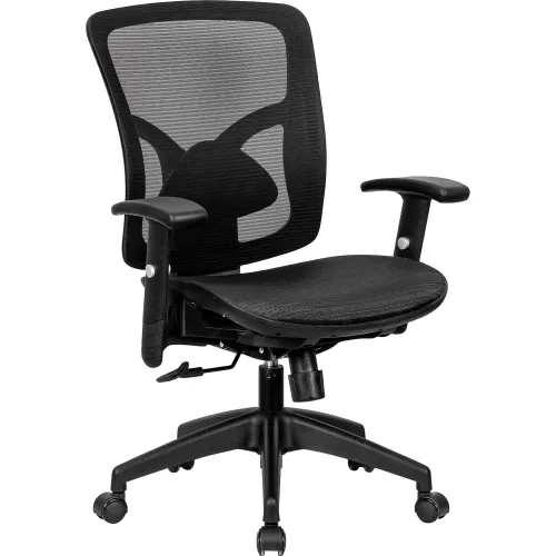 Office Chair Monochromatic Black T-Shaped Arms