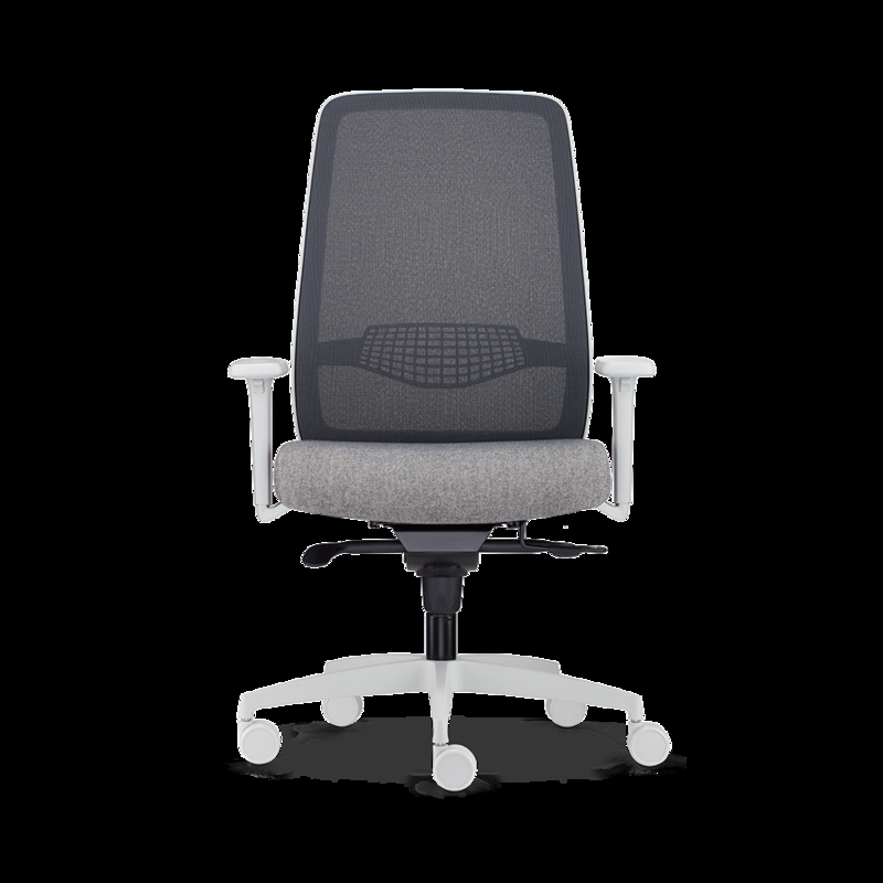 Office Chair White Frame Grey Mesh Back Minimalist