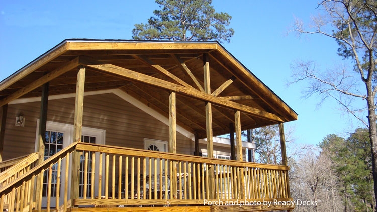 Open Gable Porch with Vertical Balusters and Wide Stairs