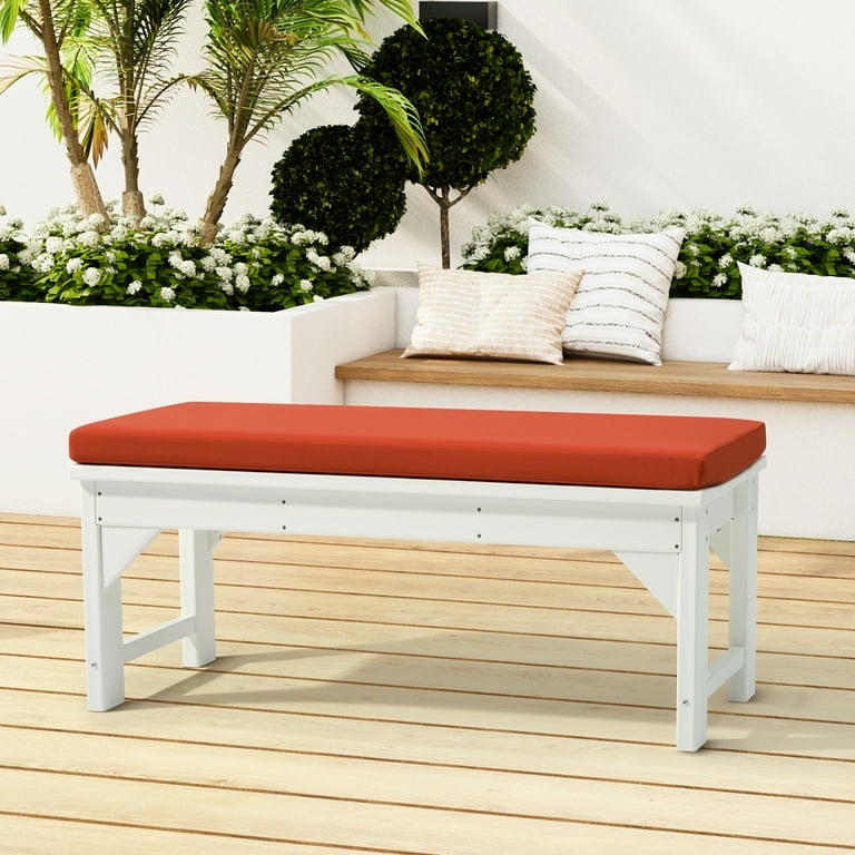 Outdoor Bench Cushion in Vibrant Orange with Knife Edge