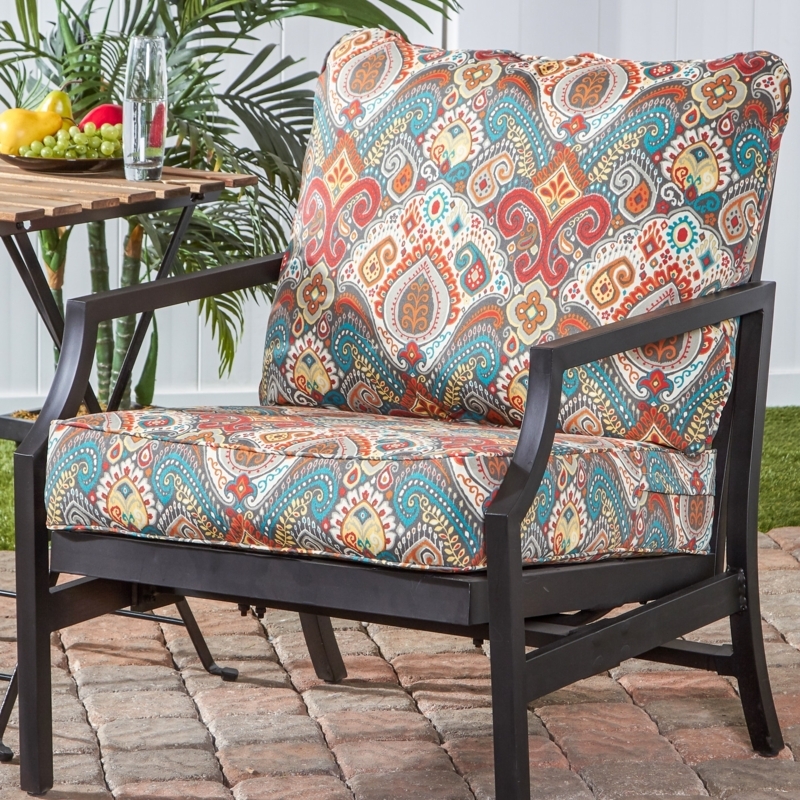 Outdoor Chair Cushion Set Vibrant Paisley Deep Seat Patio Refresh
