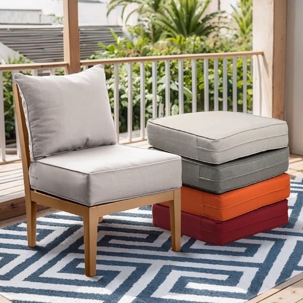 Outdoor Chair Cushions Color Variety Grey Piped Edges Patio Deck