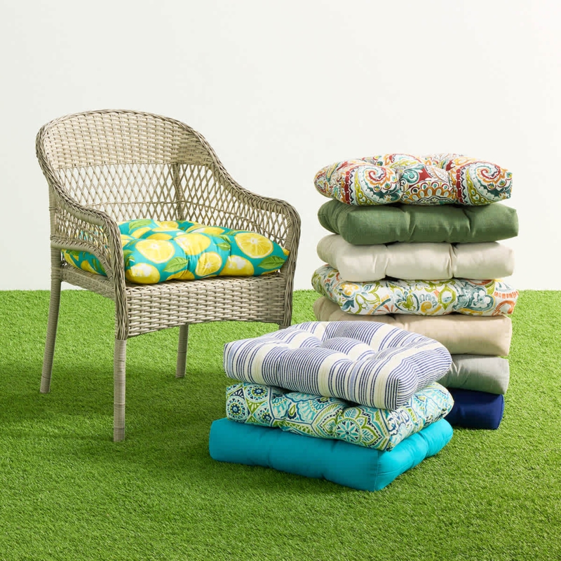 Outdoor Seat Cushion Citrus Print Tufted Vibrant Patio Cushions