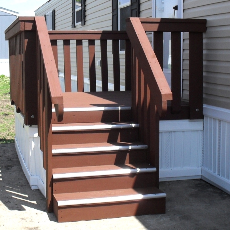 Outdoor Stairs Anti-Slip Strips Chocolate Brown Prefabricated Steps