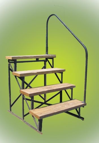 Outdoor Stairs Curved Handrail Metal Frame Four Tier