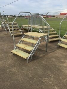 Outdoor Stairs Metal Frame Wooden Treads Portable Design Utility