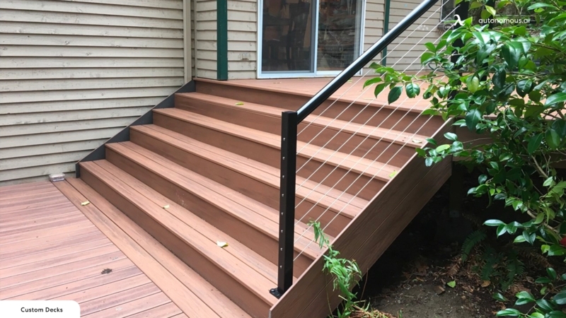 Outdoor Stairs Modern Cable Railing with Wide Treads