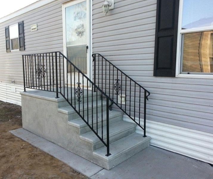 Outdoor Stairs with Decorative Handrail, Precast Concrete Steps.