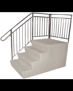 Outdoor Steps: Light Gray Top Landing Integrated Railing Coated Steps