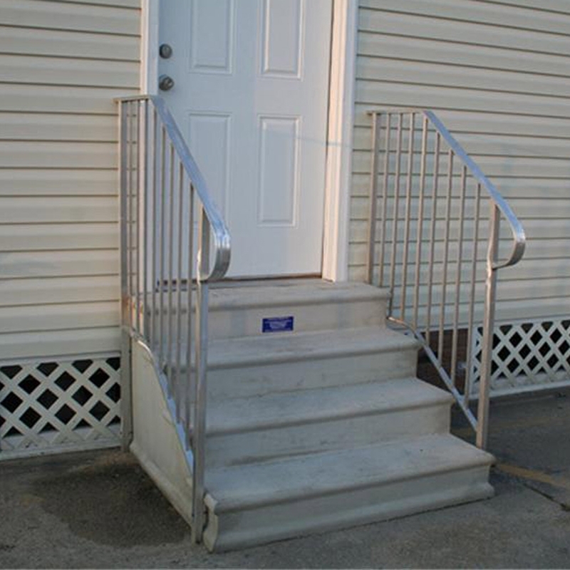 Outdoor Steps Precast Unit Metal Picket Railing Entry Stairs