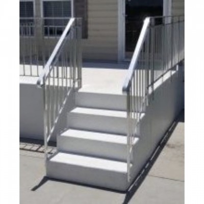 Outdoor Steps: White Integrated Landing Aluminum Railing For Stairs