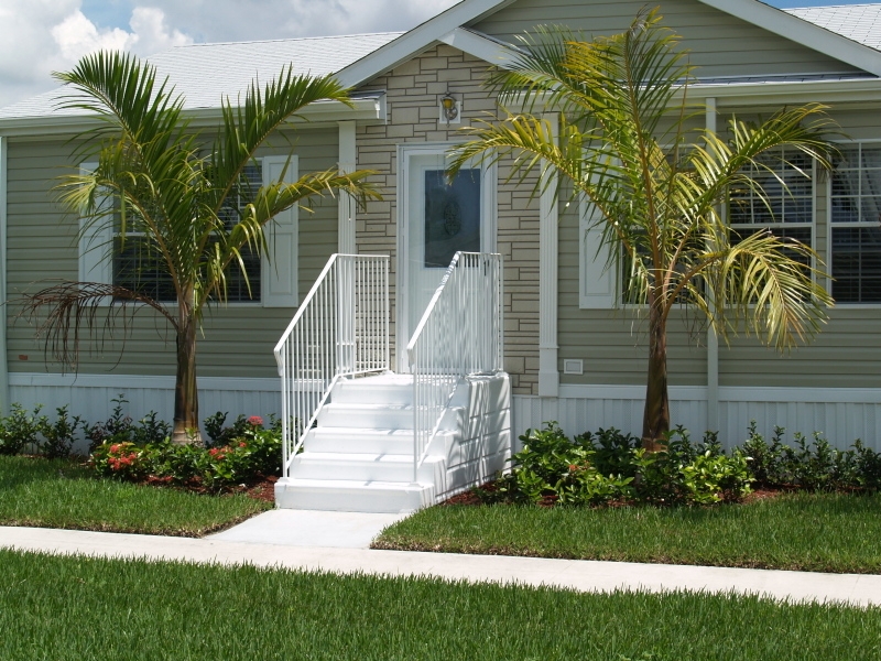 Outdoor Steps with High Contrast White Finish, Precast Design.
