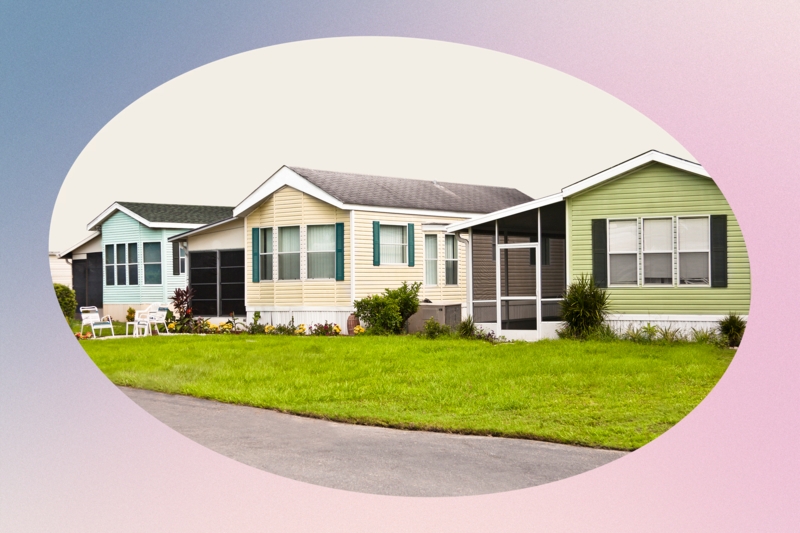 Pastel Manufactured Homes in Compact Residential Community Layout