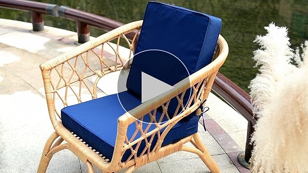 Patio Chair Cushions Navy Blue Cushion Ties Coastal Styling