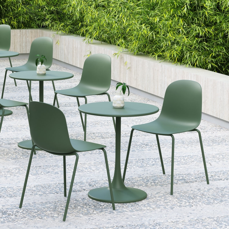 Patio Dining Chairs Aloe Green Molded Stackable Modern Outdoor