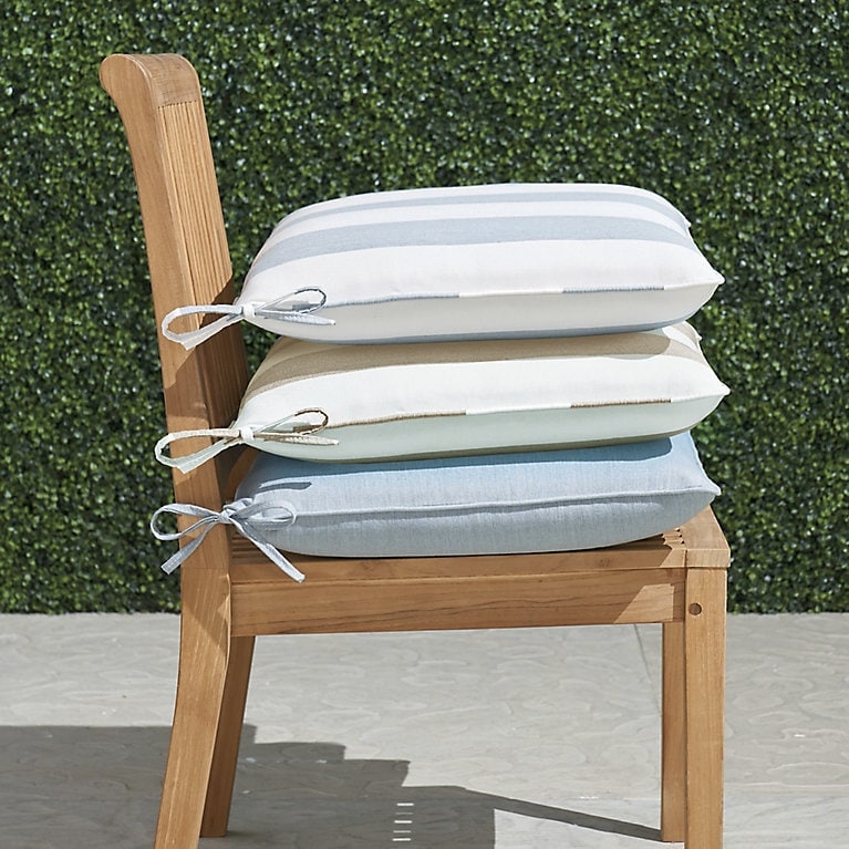 Patio Seat Cushion Single Piping Striped And Solid Mix Coastal Patio