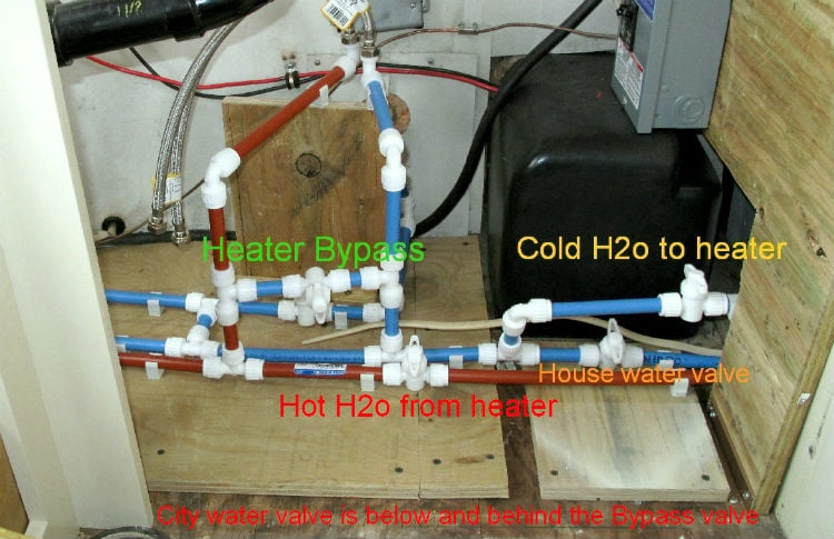 Plumbing Valves: RV Bypass Setup in Utility Compartment with PEX
