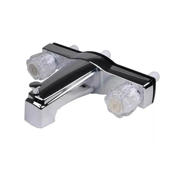 Polished Chrome Bathtub Faucet with Clear Acrylic Handles and Diverter
