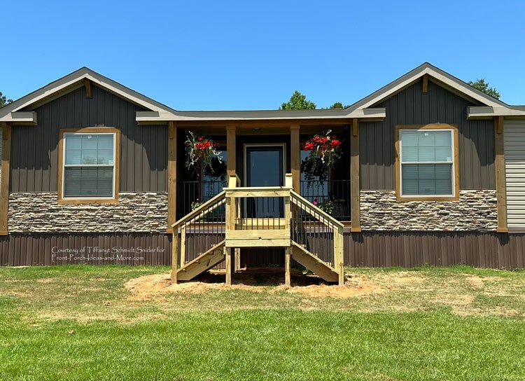 Porch Steps with Stone Skirting and Split Entry Design