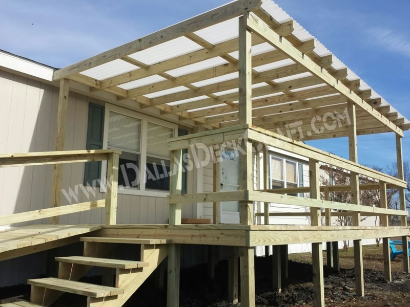 Porch with Translucent Roof and Pressure Treated Wood Design