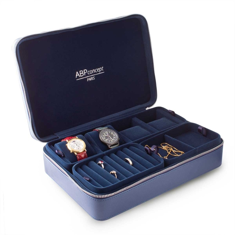 Portable Jewelry Box Travel Case with Zippered Closure