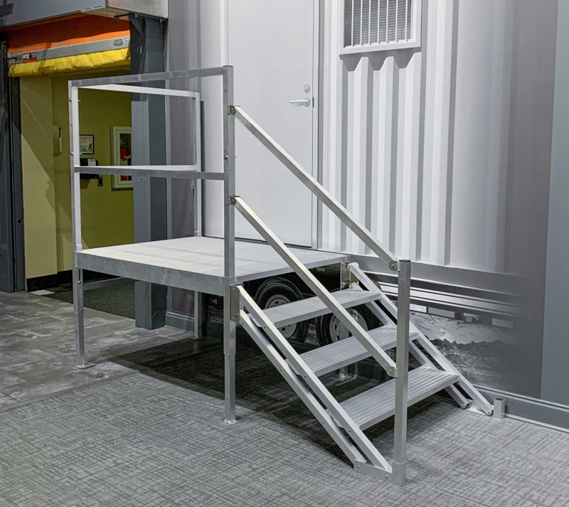 Portable Stairs Modular Platform Silver Metal Industrial System
