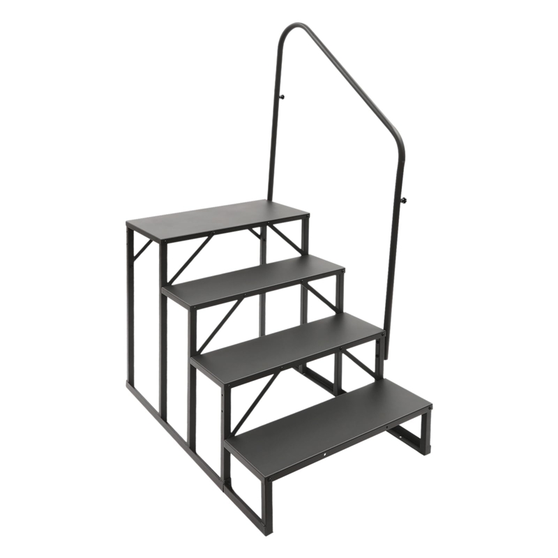 Portable Steps Side Handrail Matte Black Metal Industrial RV Steps