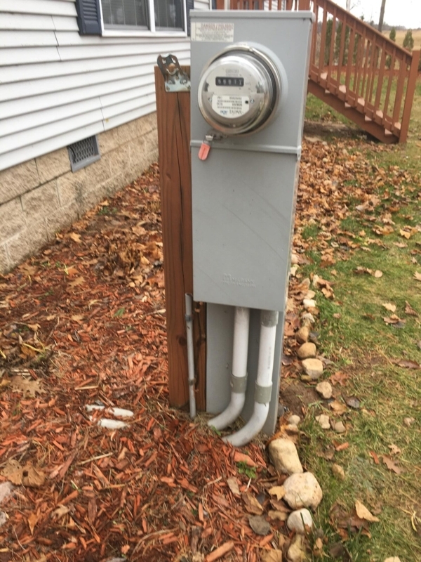 Post-Mounted Electric Meter Box with Bottom Entry Conduit for Mobile Home