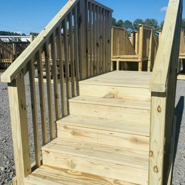 Prebuilt Outdoor Stairs with Integrated Landing, Vertical Balusters