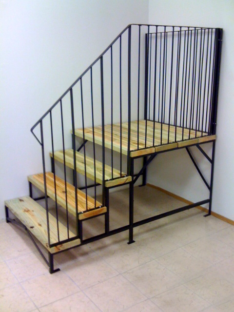 Prefab Stairs Integrated Platform Vertical Code Rail Metal Wood