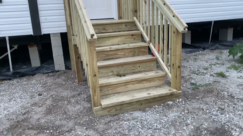 Pressure Treated Outdoor Steps with Integrated Railing