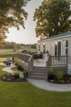 Raised Deck: Multi-Level Design with Curved Stone Path