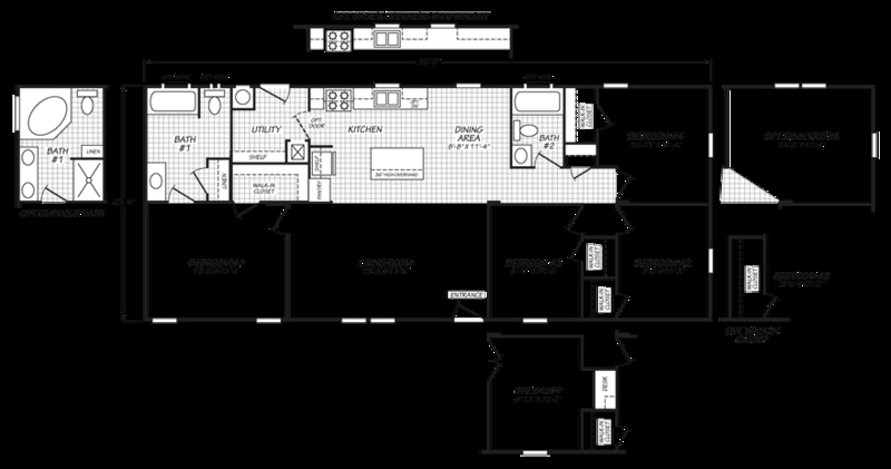 Residential Floor Plan Five Bedroom Double Wide Optional Study