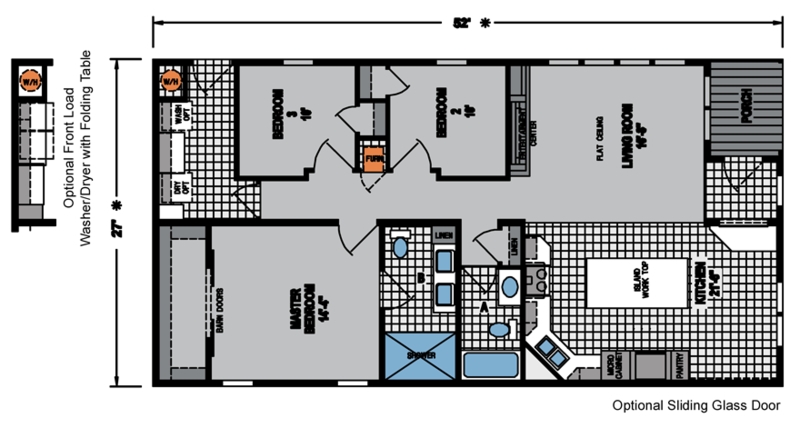 Residential Floor Plan Kitchen Island Porch Dedicated Laundry