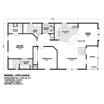 Residential Floor Plan Two Bedroom Layout Snack Bar Porch Design