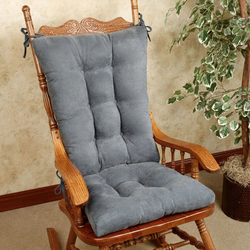 Rocking Chair Cushion Bluestone Ribbed Texture Tufted Two Piece Set