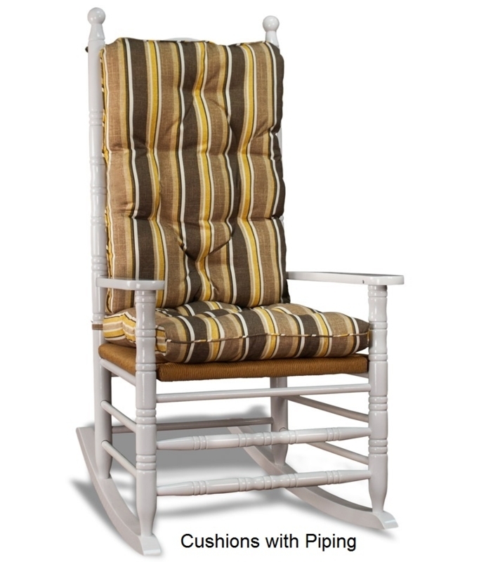 Rocking Chair Cushion Set Striped Pattern Tufted Back Country Style